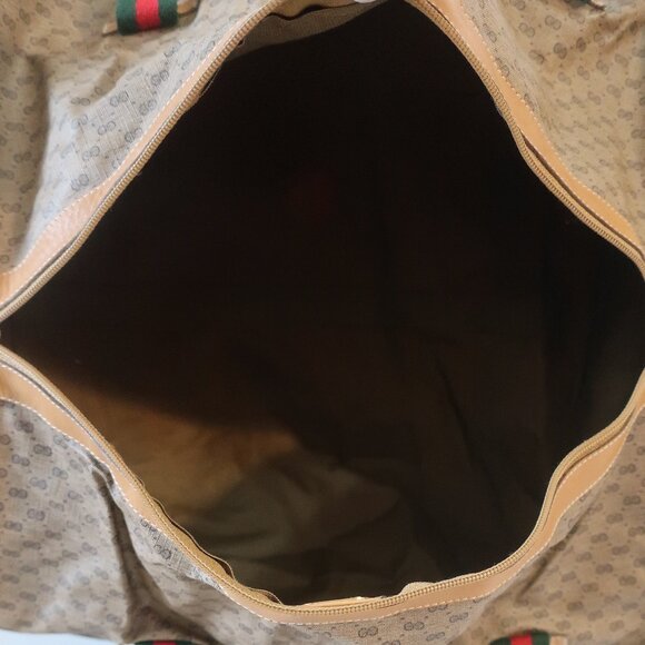 Authentic Women Gucci Micro GG Neutral Beige Web Canvas Leather Micro Duffle Bag - Picture 9 of 16